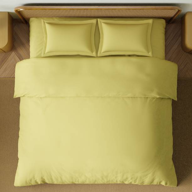SPACES Cotton Double Flat 180 TC Solid 1 Bedsheet with 2 Pillow Covers