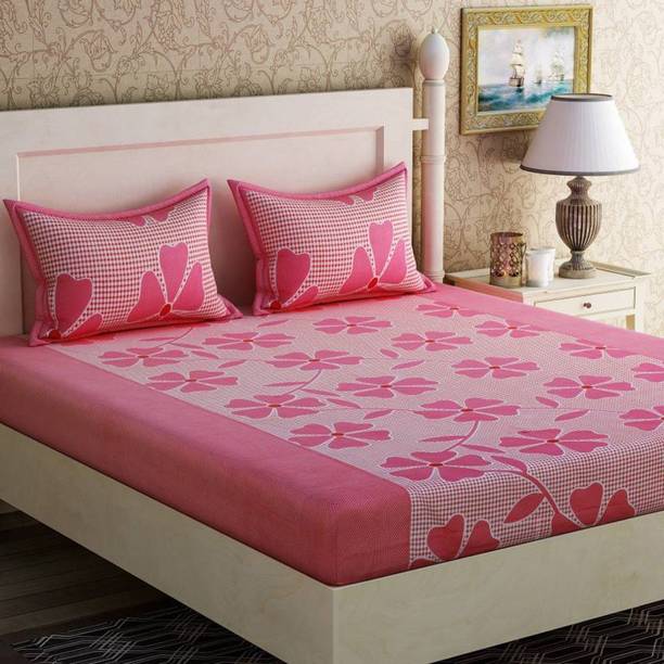 SHAURYA HANDLOOM Polycotton, Microfiber, Cotton Blend Double Flat 140 TC 3D Printed Bedsheet