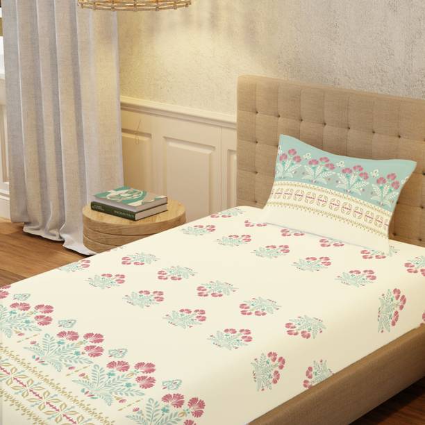 Urban Space Cotton Single Flat 200 TC Floral Bedsheet