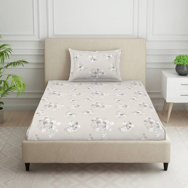 Welspun 120 TC Polycotton Single Floral Flat Bedsheet