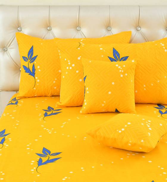 Panipat Textile Hub Microfiber King Flat 240 TC 3D Printed 1 Bedsheet with 2 Pillow Covers, 2 Cushion Covers