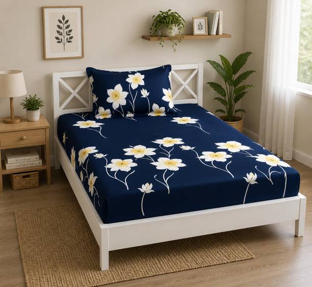 HomShark Cotton Blend Single Flat 200 TC Floral 1 Summer Bedsheet