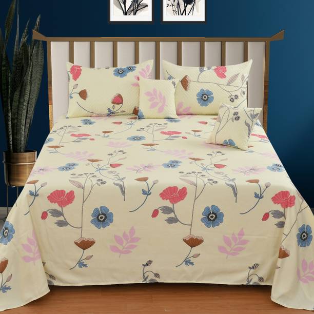 CLOVIS KRAFTS 300 TC Cotton King Floral Flat Bedsheet