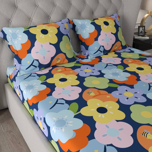 TRIDENT 120 TC Microfiber Double Floral Flat Bedsheet
