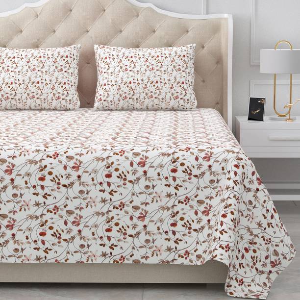BELLA CASA 180 TC कॉटन फ्लोरल बेडशीट