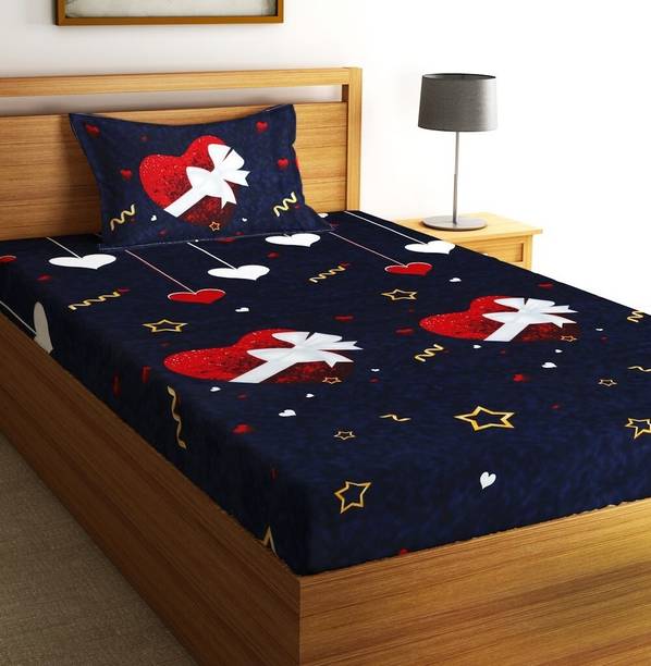 Fashion String 144 TC Microfiber Single Printed Flat Bedsheet