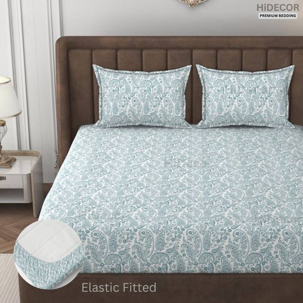HIDECOR 280 TC Microfiber Double, King Paisley Fitted (Elastic) Bedsheet