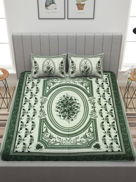 SPANGLE 280 TC Cotton King Printed Flat Bedsheet