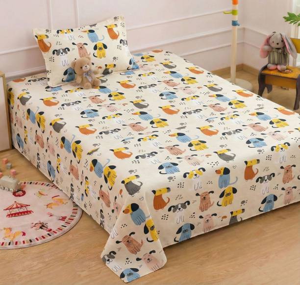 VAS COLLECTIONS Cotton Blend Single Flat 210 TC Printed Bedsheet