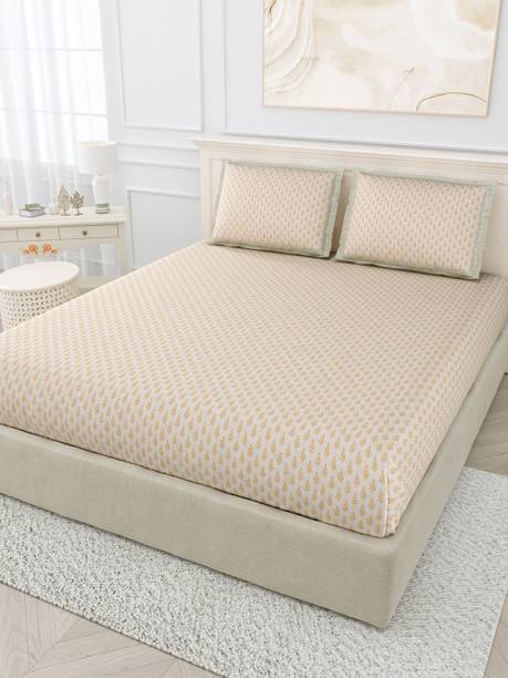 TRIDENT 160 TC Cotton King Floral Flat Bedsheet