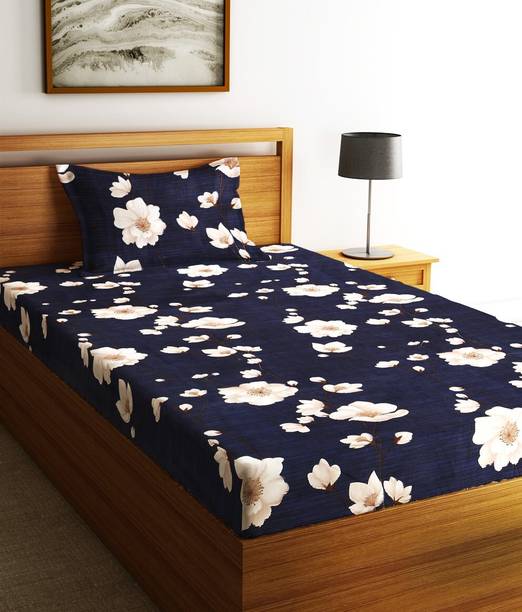 Fashion String Microfiber Single Flat 120 TC Floral Bedsheet