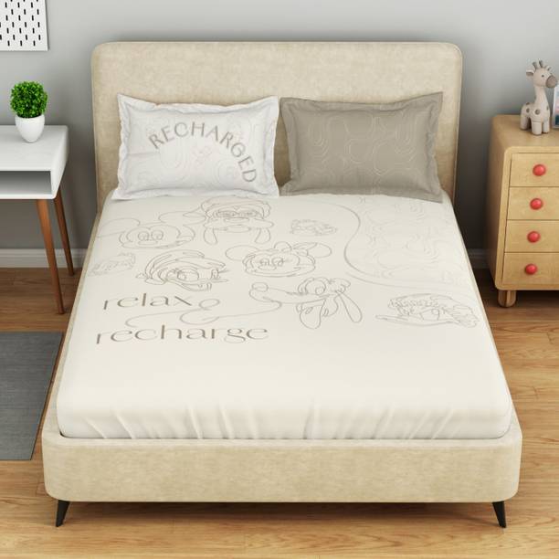 SPACES Cotton Double Flat 132 TC Cartoon 1 Bedsheet