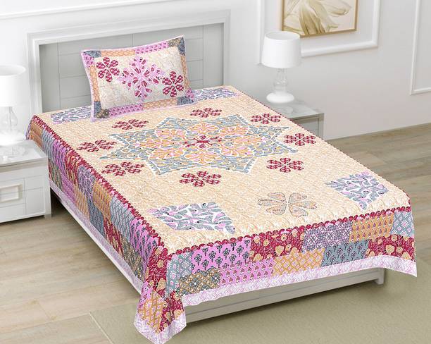 JANGID INDUSTRYS™ Cotton Single Flat 200 TC Mandala 1 Bedsheet