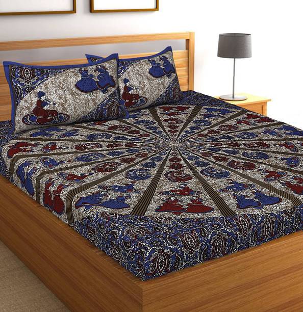 WAR TRADE Cotton Double Flat 104 TC Jaipuri Prints Bedsheet