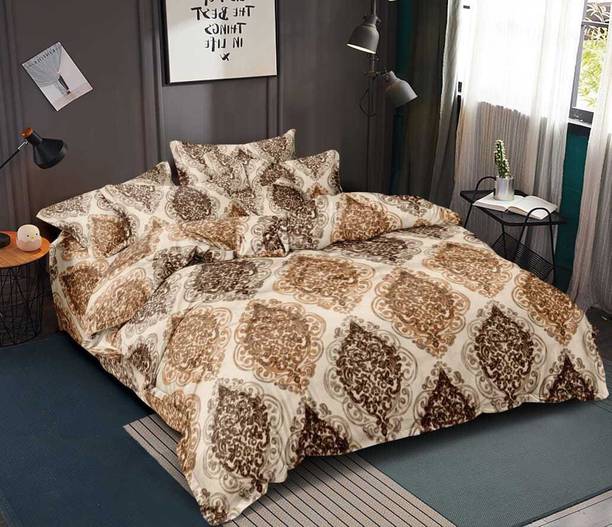 HAMMER HOME Microfiber Double Flat 200 TC Printed 1 Bedsheet with 2 Pillow Covers