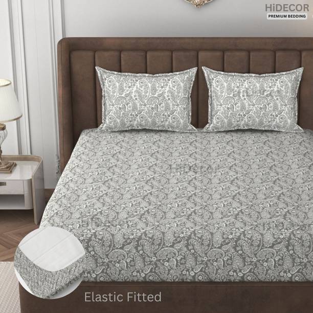 HIDECOR 280 TC Microfiber Double, King Paisley Fitted (Elastic) Bedsheet