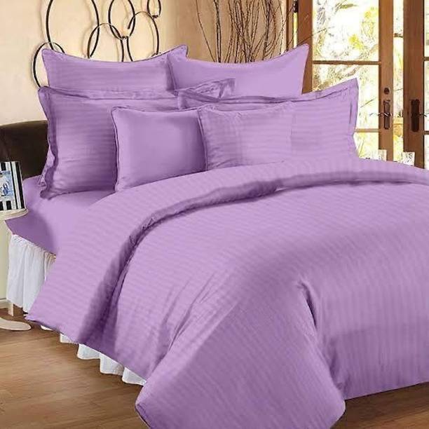 Lucifer Satin, Cotton Queen Fitted (Elastic) 280 TC Striped Bedsheet