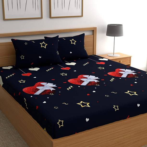 Home Garage Microfiber King Flat 180 TC Self Design 1 Bedsheet with 2 Pillow Covers