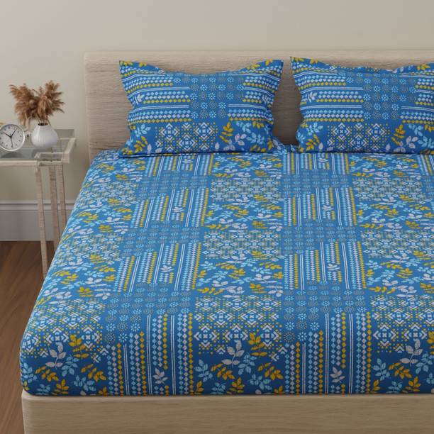 Huesland Cotton Double Flat 144 TC Printed Bedsheet