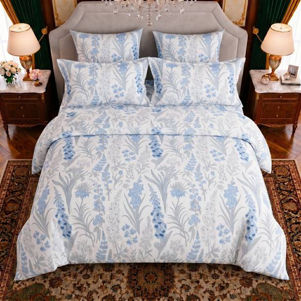 Bombay Dyeing Cotton King Flat 164 TC Floral 1 Bedsheet with 2 Pillow Covers