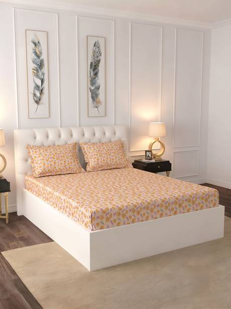 Raymond Home Cotton Double Flat 104 TC Floral 1 Bedsheet