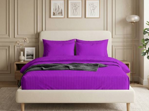 Linen & Loom Cotton King Fitted (Elastic) 200 TC Stripe...