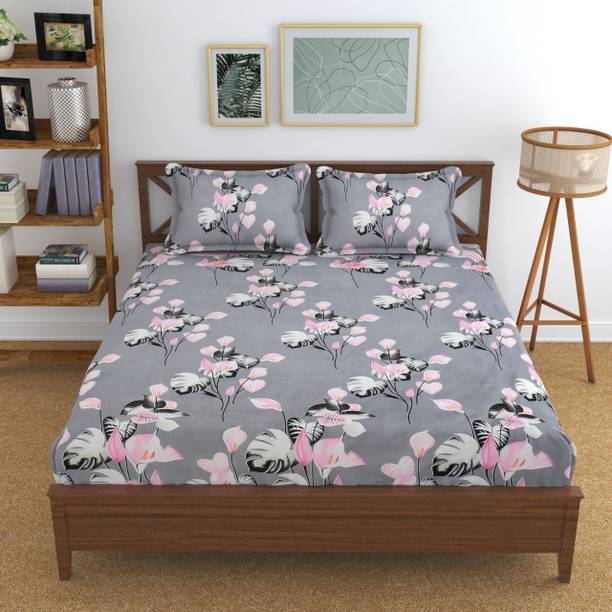 JDL WORLD 155 TC Cotton King Printed Flat Bedsheet