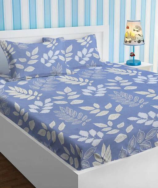 Microfiber Double Flat 160 TC Floral 1 Summer Bedsheet with 2 Pillow Covers