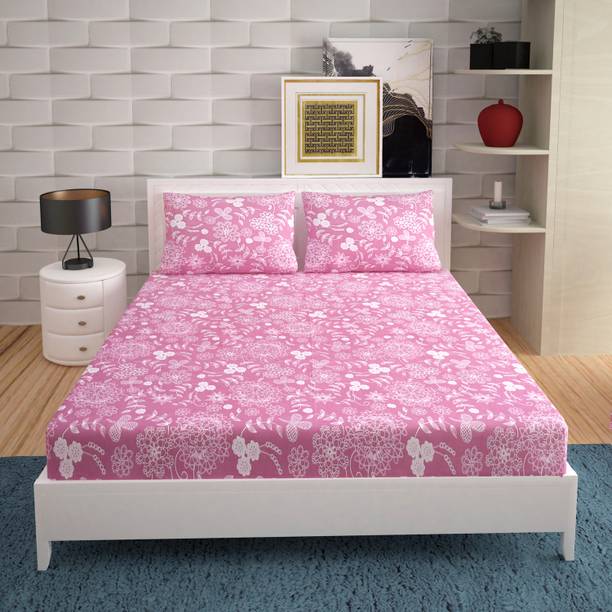 Clover Polycotton Double Flat 180 TC Geometric 1 Bedsheet with 2