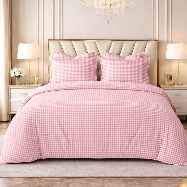 DECORWELL Cotton King Flat 220 TC Checkered 1 Bedsheet