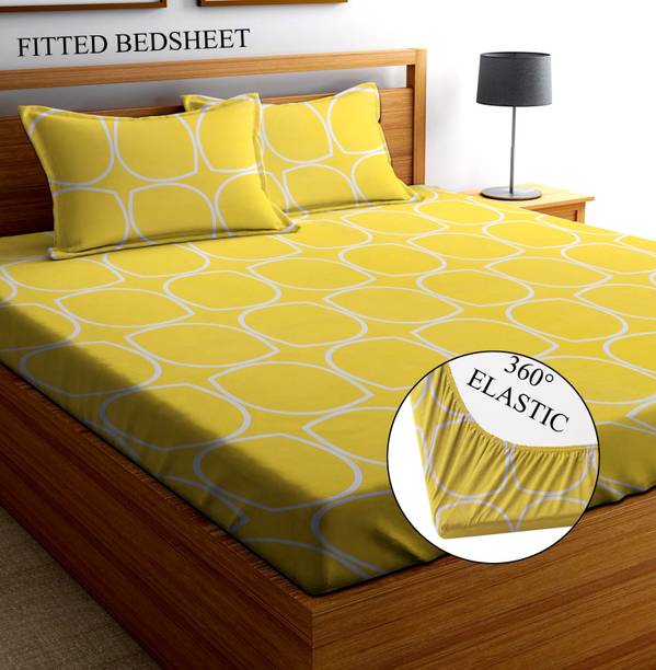 Amrange 210 TC Microfiber King Checkered Fitted (Elastic) Bedsheet