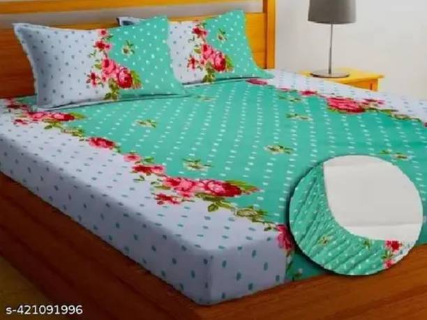 CREATURE Cotton Double Fitted (Elastic) 144 TC Printed Bedsheet