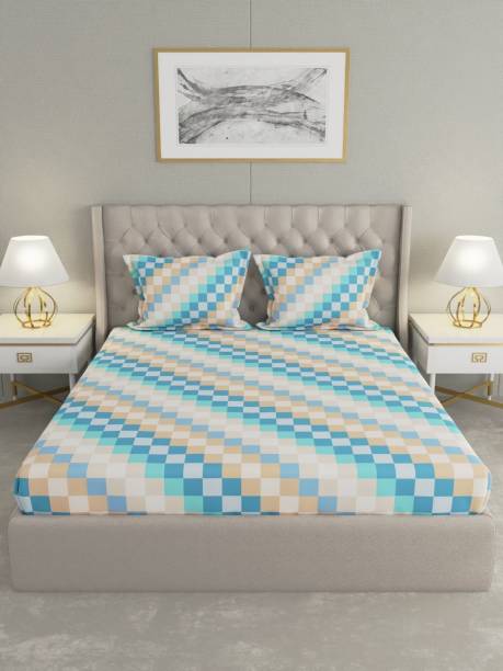 Raymond Home 104 TC Cotton Double Geometric Flat Bedsheet