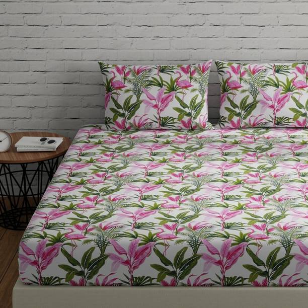 Huesland 144 TC Cotton Double Striped Flat Bedsheet