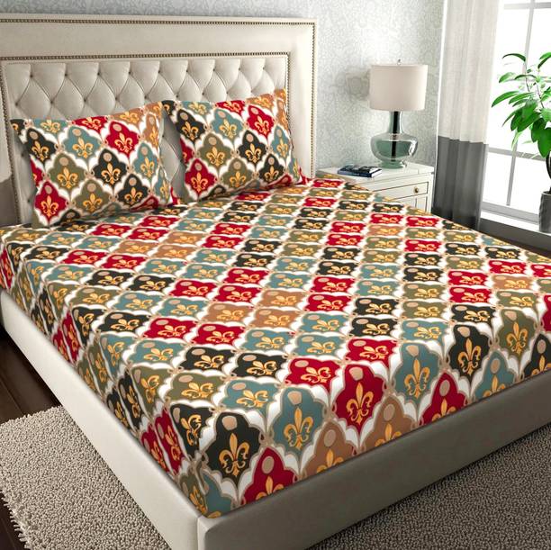 VAS COLLECTIONS 144 TC Microfiber Double Abstract Flat Bedsheet
