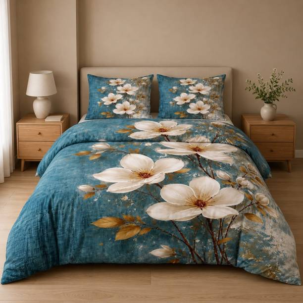wholesaleindia Cotton Blend King Flat 180 TC Printed 1 Summer Bedsheet with 2 Pillow Covers