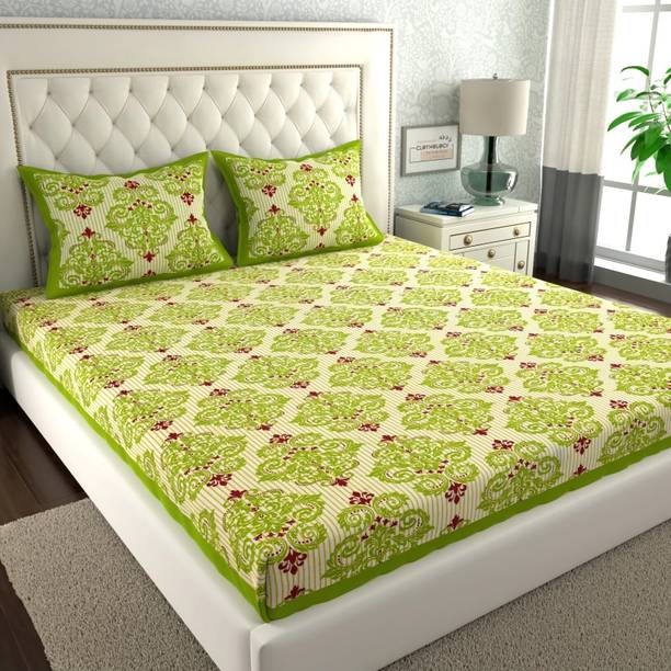 CLOTHOLOGY 144 TC Cotton King Printed Flat Bedsheet