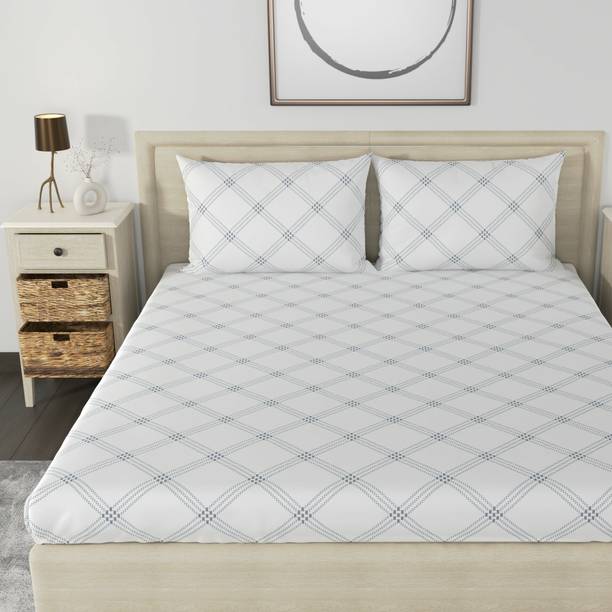 Huesland 180 TC Cotton Double Geometric Flat Bedsheet