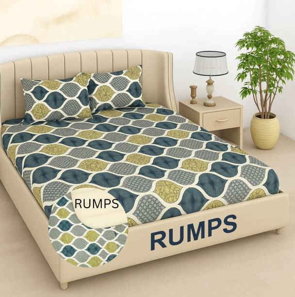 Rumps Woolen Double Fitted (Elastic) 320 TC Abstract Be...