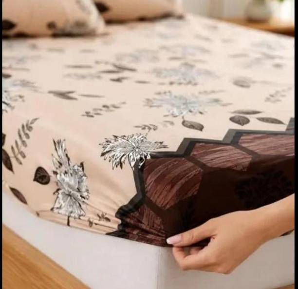 GEETA HOMES Cotton Queen Fitted (Elastic) 220 TC Floral...