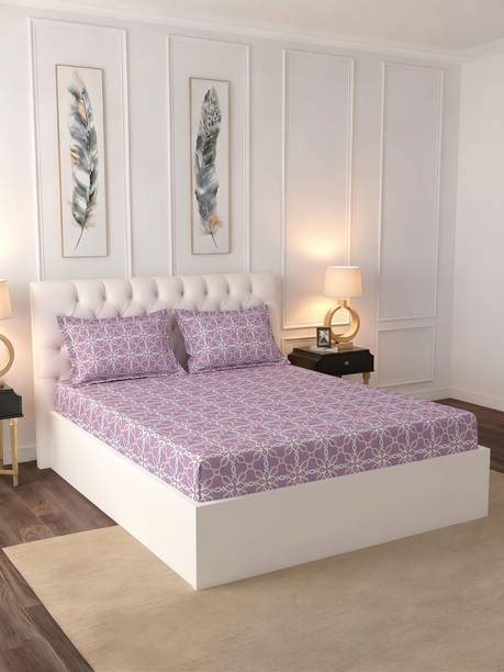 Raymond Home Cotton Double Flat 104 TC Geometric 1 Bedsheet