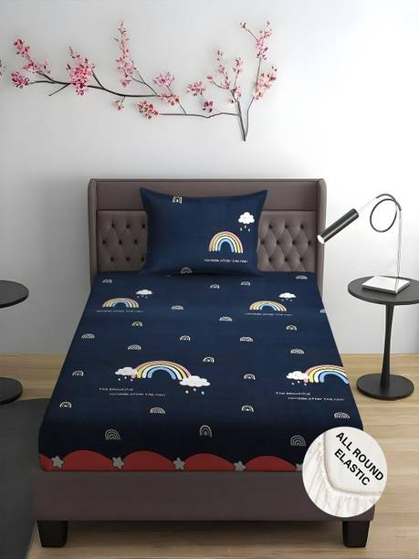 Weave & Décor Microfiber Single Fitted (Elastic) 300 TC Cartoon 1 Bedsheet with 2 Pillow Covers