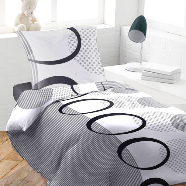 LORETO Cotton Single Flat 144 TC Printed 1 Bedsheet with 2 Pillow Covers
