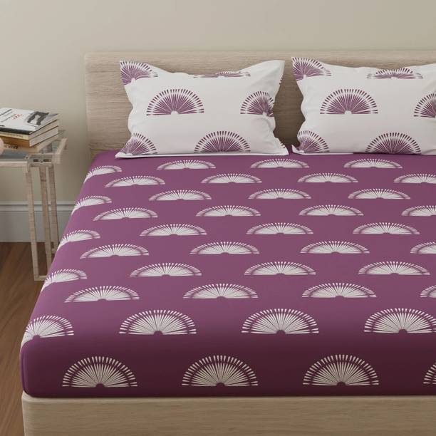 Huesland Cotton Double Flat 144 TC Printed Bedsheet