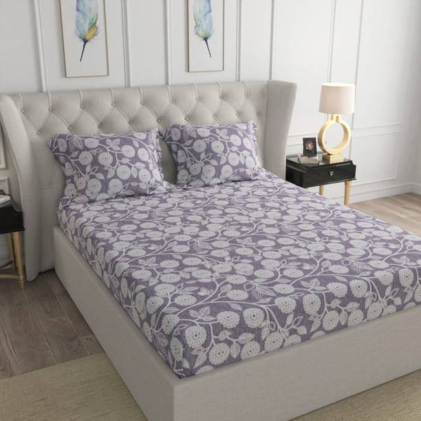 TRIDENT 120 TC Microfiber Double Floral Flat Bedsheet