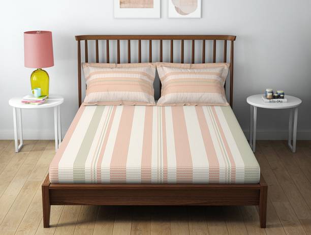 SPACES 132 TC Cotton Queen Printed Flat Bedsheet
