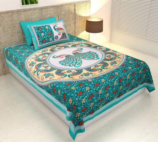 malkinn Cotton Single Flat 144 TC Printed Bedsheet
