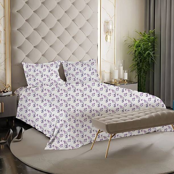 CARLTON LONDON Cotton King Flat 180 TC Floral 1 Bedsheet