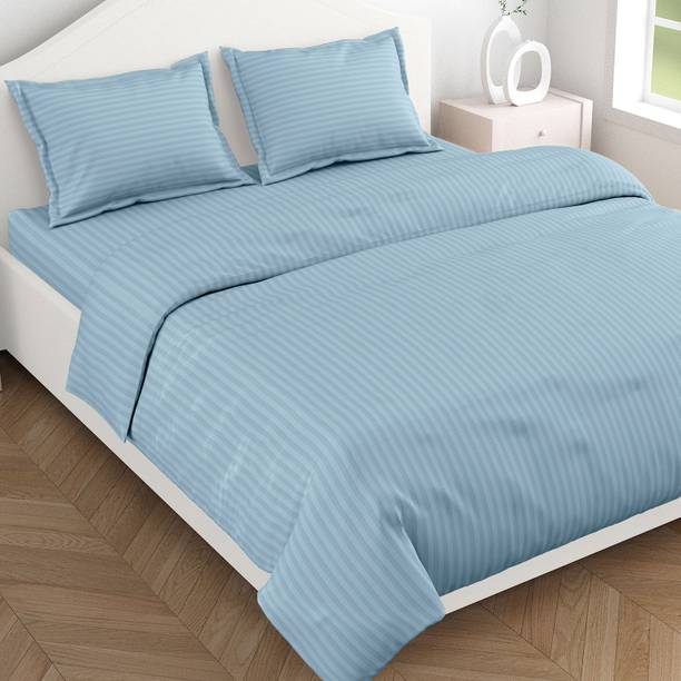 haus & kinder 210 TC Cotton King Striped Flat Bedsheet