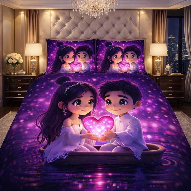 DECORWELL Polycotton King Flat 220 TC Cartoon 1 Bedsheet